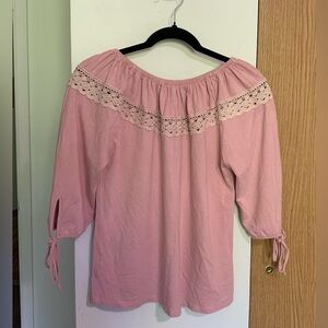 Pink Lace Trim Women's Top